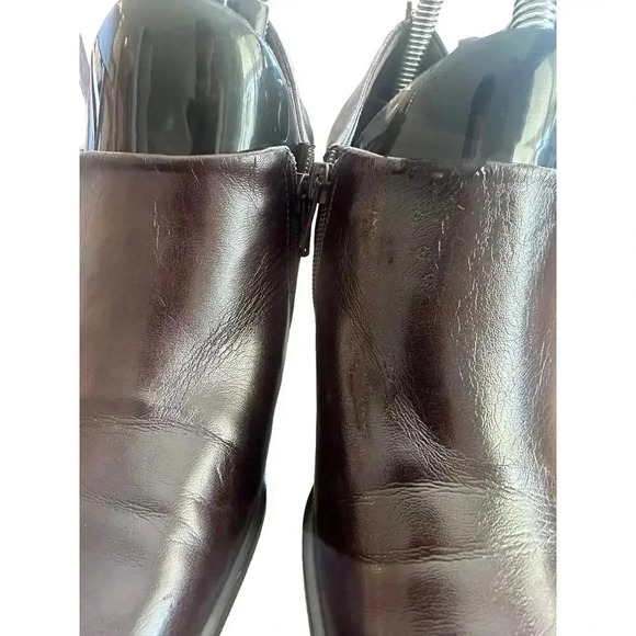 Franco Sarto Brown Leather Square Toe Side Zip Pumps Shoes Size 7.5 - Picture 6 of 8